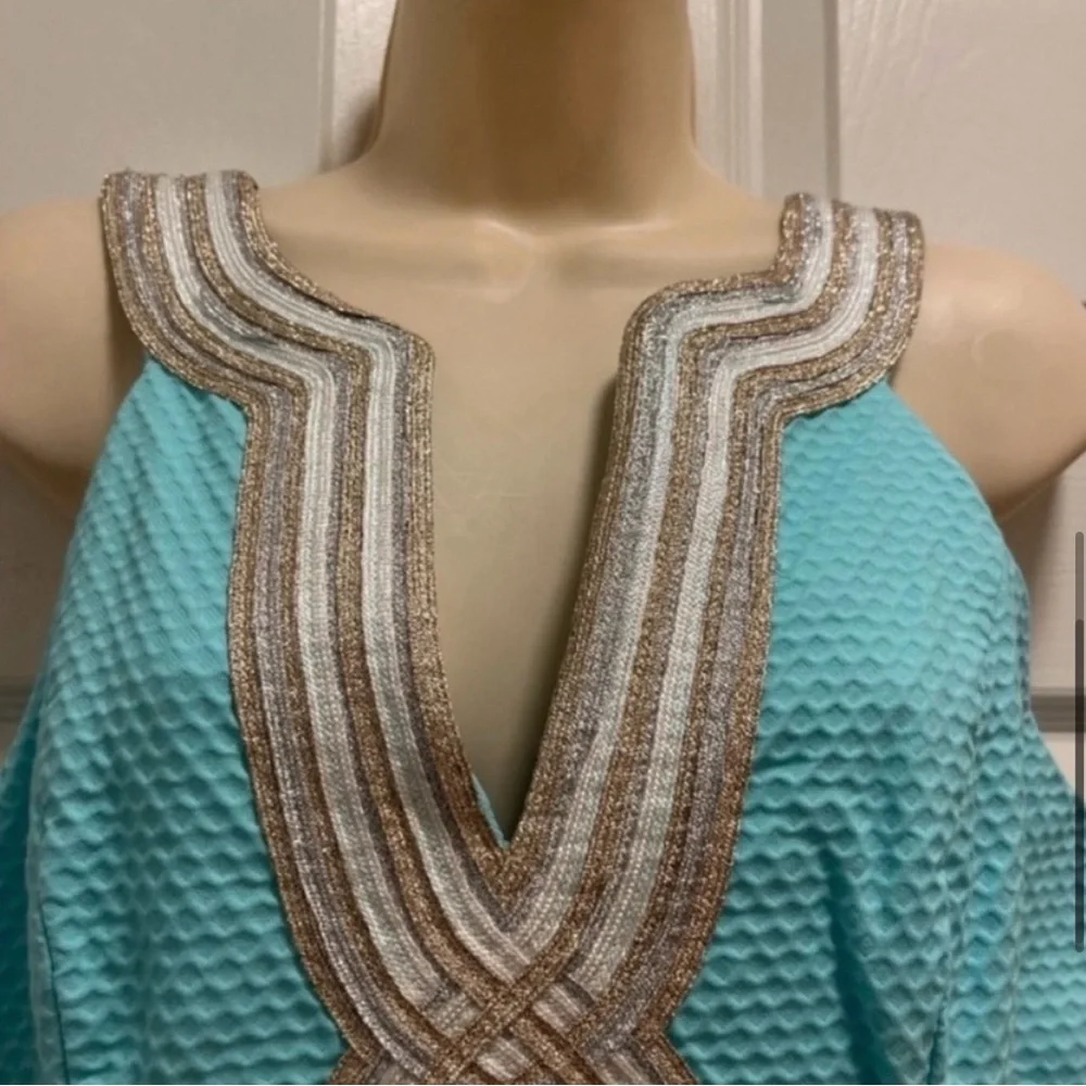Lilly Pulitzer Valli Shift Dress Serene Blue Metallic Soutache - Size 4 - EUC - Picture 5 of 13